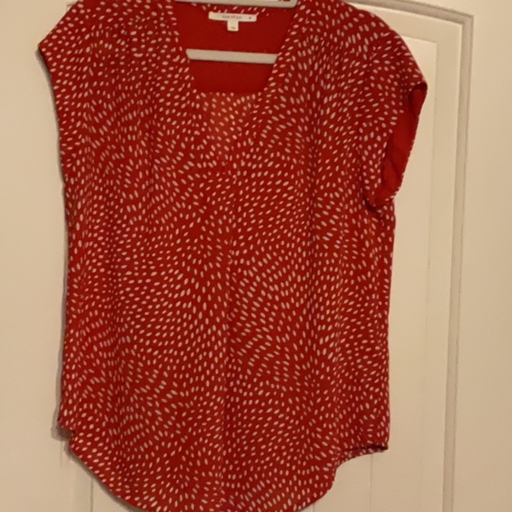 Fun 2 Fun Red Cap Sleeve Relaxed Blouse